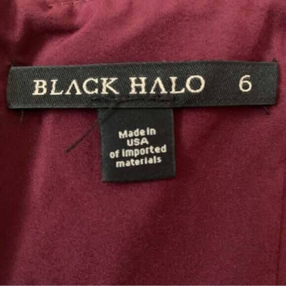 Black Halo Burgundy Wide Leg Jumpsuit - Picture 13 of 15